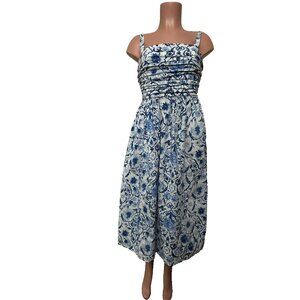 Abercrombie & Fitch Emerson Midi Sundress Women's Size Small Blue White Floral